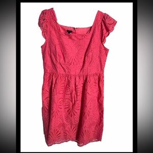 TALBOTS PINK FULLY LINED COTTON 100% EYELET SLEEVELESS DRESS SIZE US 16